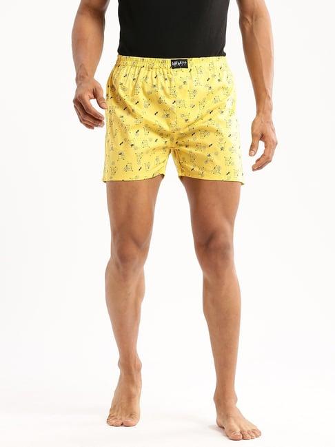 showoff yellow slim fit printed boxers