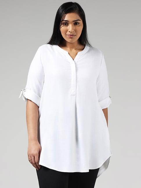 gia by westside solid white high-low tunic