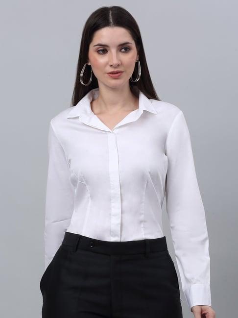 cantabil white cotton regular fit shirt