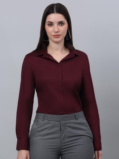 cantabil wine cotton regular fit shirt