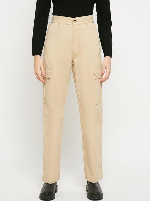 madame beige cotton trousers