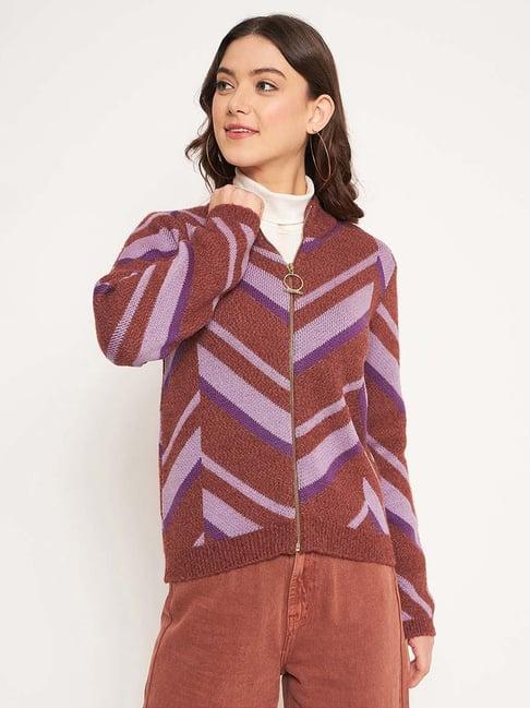 madame brown printed cardigan