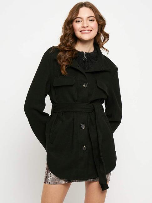 madame black regular fit coat