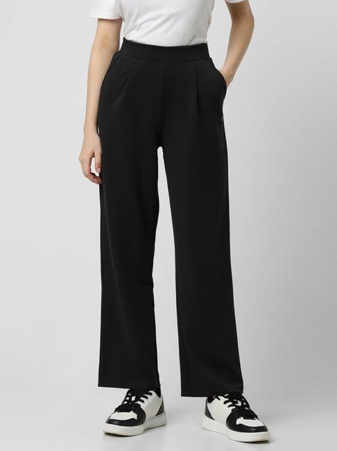 van heusen black mid rise flared pants