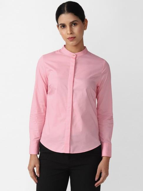 van heusen pink cotton printed formal shirt