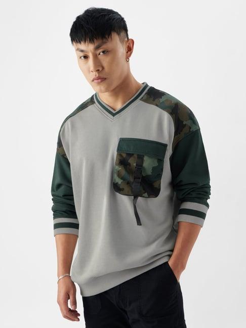 the souled store originals multicolor loose fit camo print oversized sweatshirt