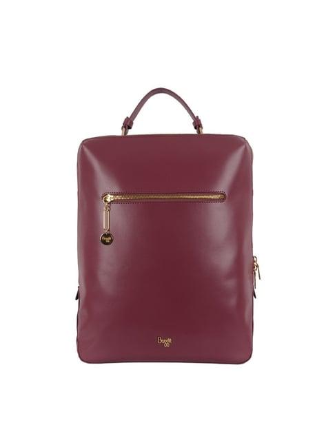 baggit burgundy solid large backpack - 15 inches