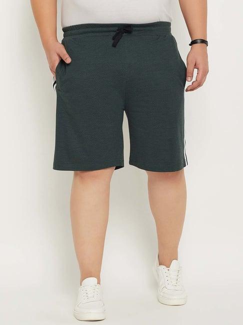 bigbanana green regular fit textured cotton plus size shorts