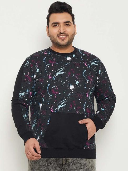 bigbanana black regular fit printed cotton plus size sweatshirt