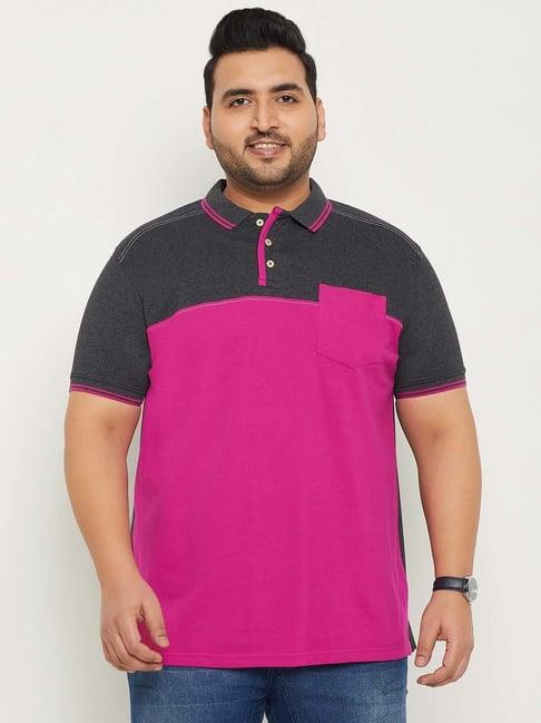 bigbanana magenta regular fit cotton plus size polo t-shirt