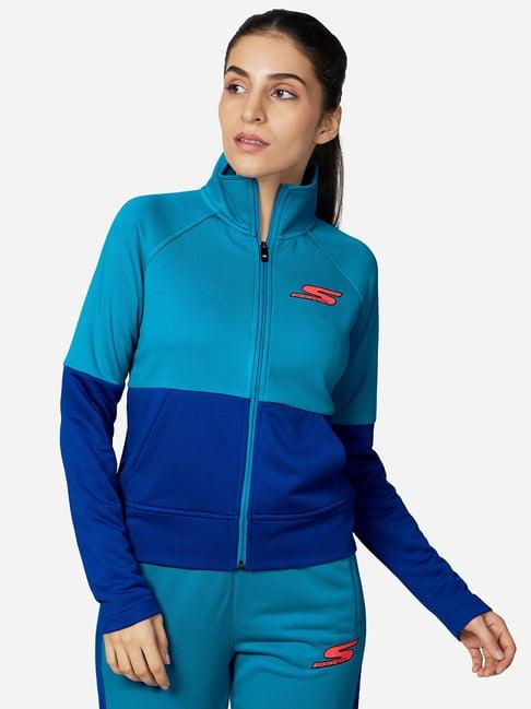 skechers blue color-block sports jacket