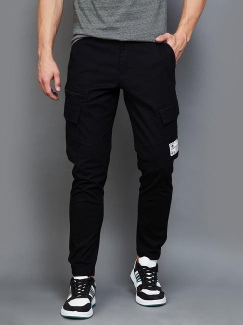 bossini black regular fit cargos