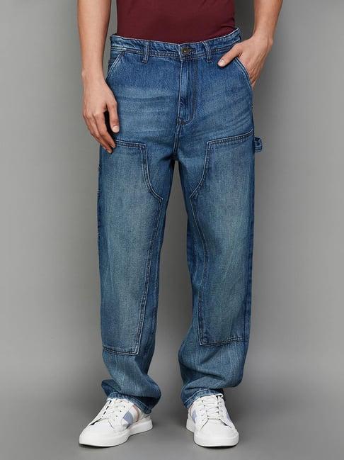 forca by lifestyle dark blue cotton regular fit jeans