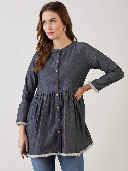 the kaftan company blue cotton tunic