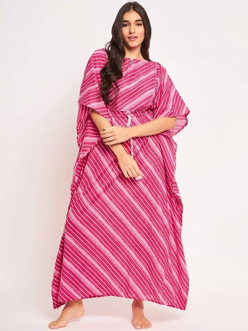 the kaftan company pink cotton printed kaftan