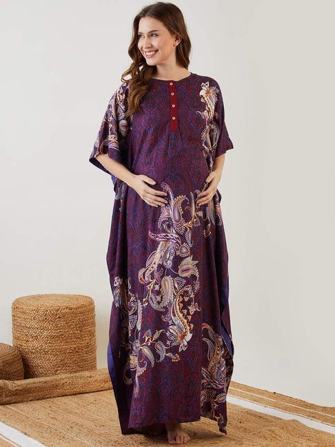 the kaftan company purple printed kaftan