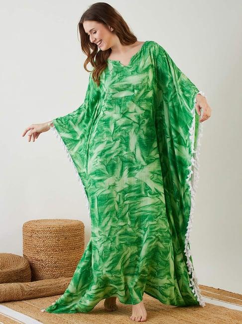 the kaftan company green printed kaftan