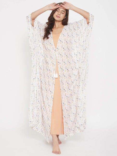 the kaftan company off-white printed night gown