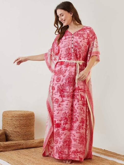 the kaftan company pink printed kaftan