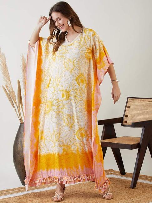 the kaftan company yellow printed kaftan