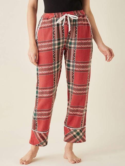 the kaftan company red cotton chequered pyjamas