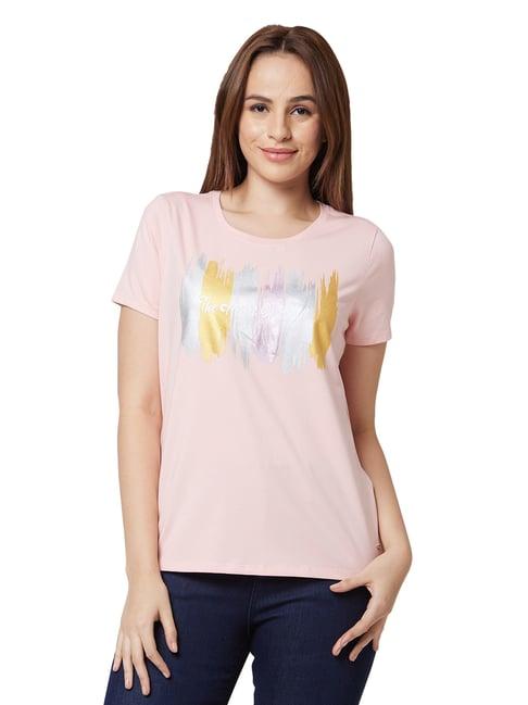 spykar pink graphic print t-shirt