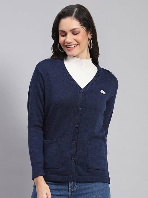 monte carlo navy wool regular fit cardigan