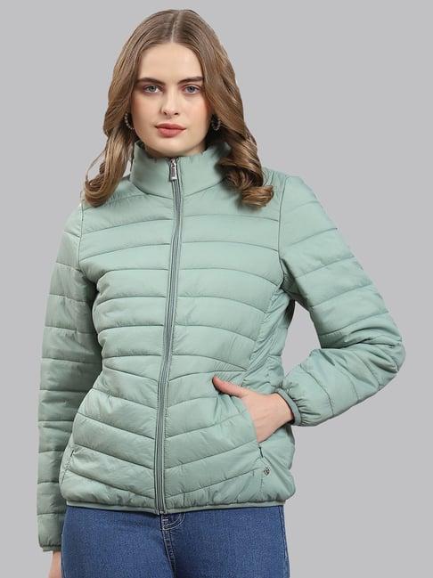 monte carlo sage green regular fit puffer jacket