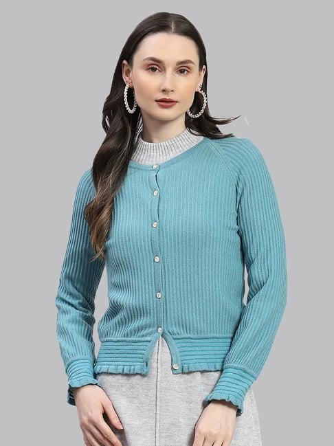 monte carlo sky blue wool regular fit cardigan