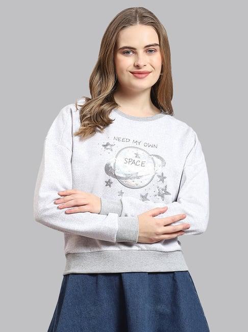 monte carlo grey cotton embellished sweatshirt