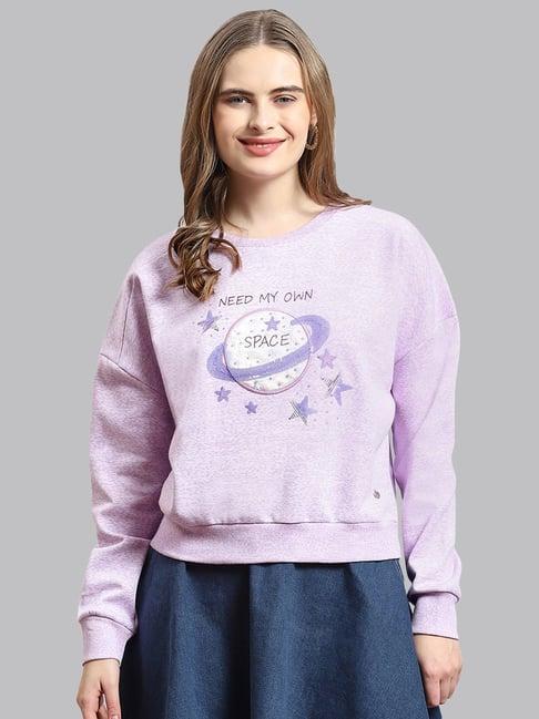 monte carlo lilac cotton embellished sweatshirt