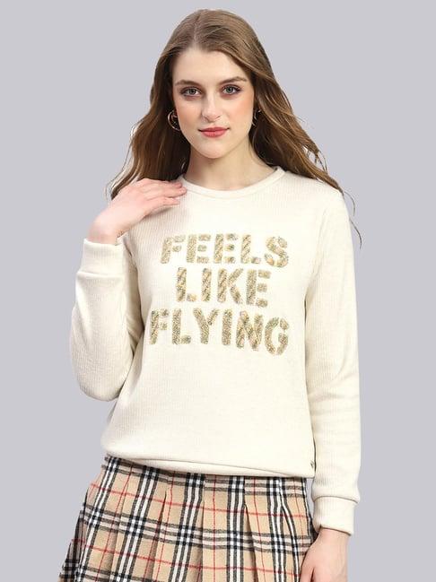 monte carlo beige graphic print sweatshirt