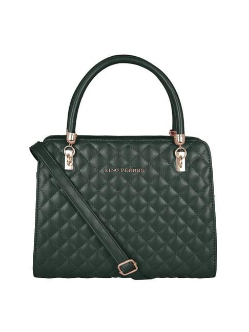 lino perros green quilted medium satchel handbag