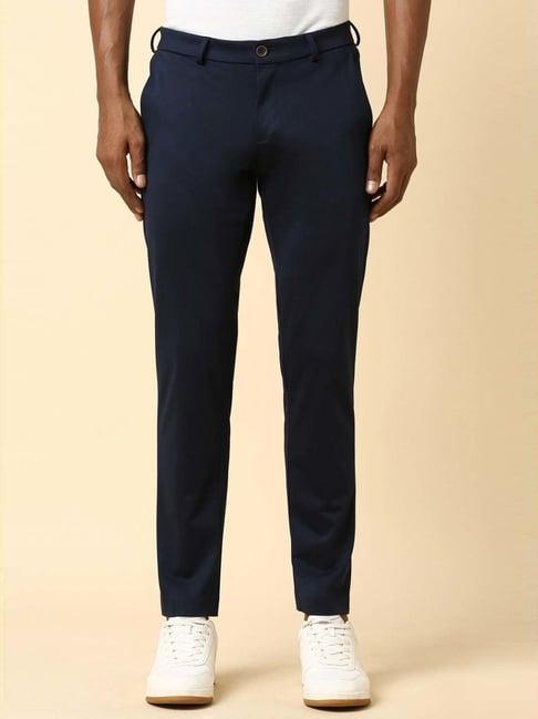 allen solly navy slim fit trousers