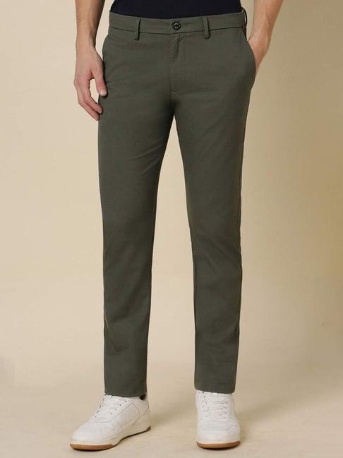 allen solly green slim fit trousers