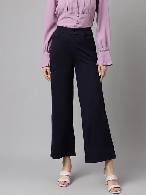 latin quarters blue regular fit mid rise trousers