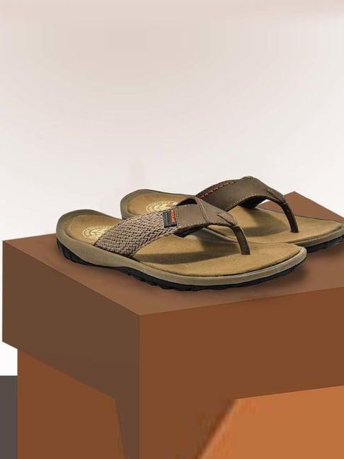 woodland men's khaki thong sandals