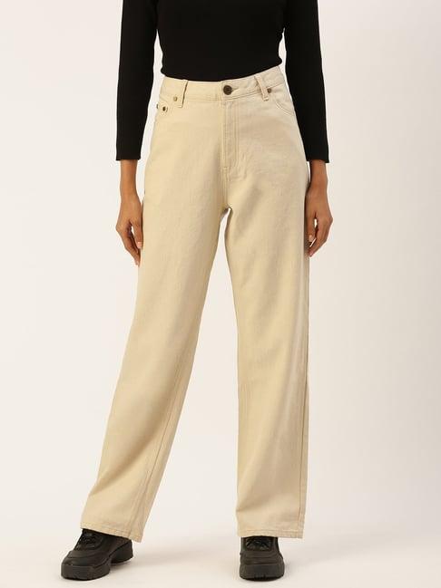 bene kleed beige regular fit high rise jeans