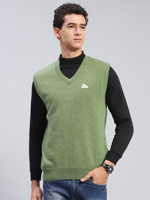 monte carlo green multi regular fit lambs wool sweater