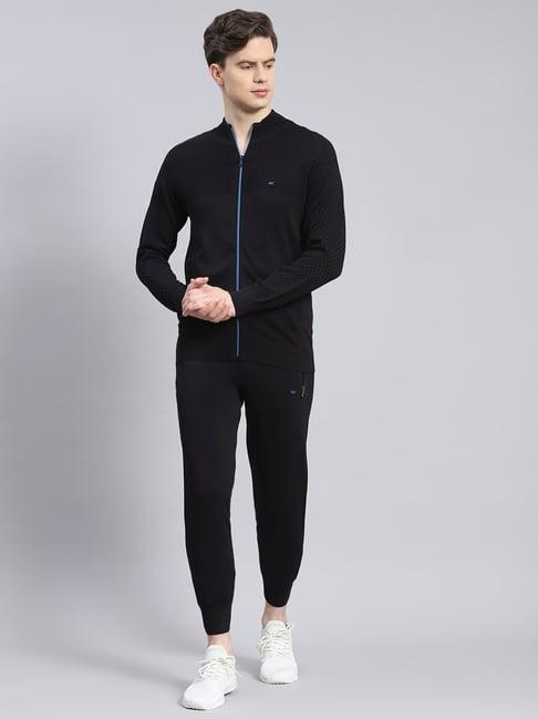 monte carlo black regular fit self pattern tracksuits