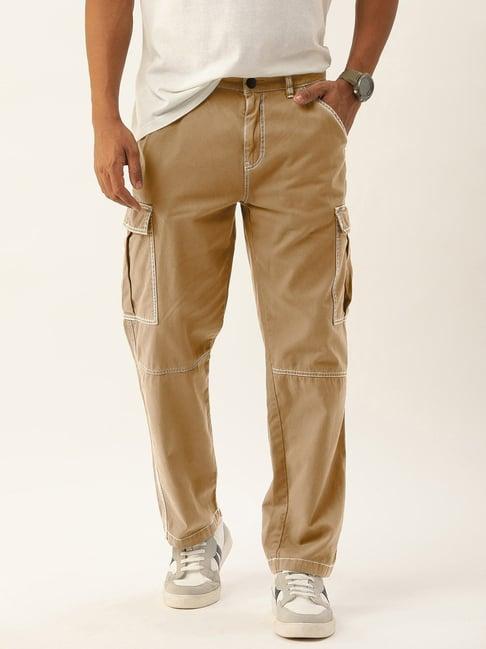 bene kleed ivory beige cotton relaxed fit cargos