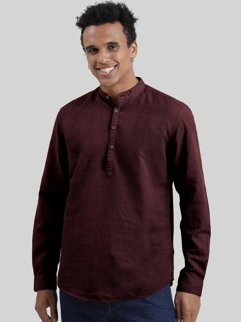 ivoc burgundy slim fit kurta