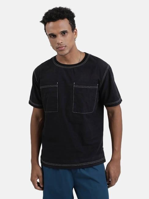 bene kleed black cotton relaxed fit t-shirt