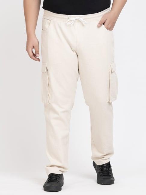 bene kleed ecru cotton regular fit cargo jeans