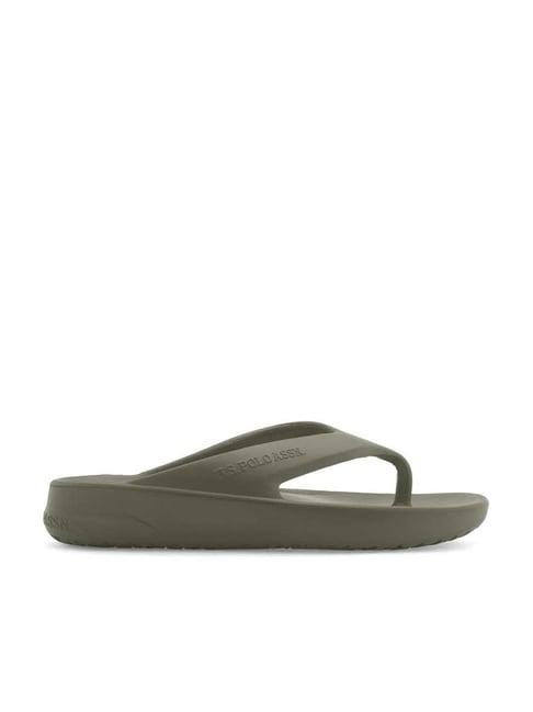 u.s. polo assn. men's green flip flops