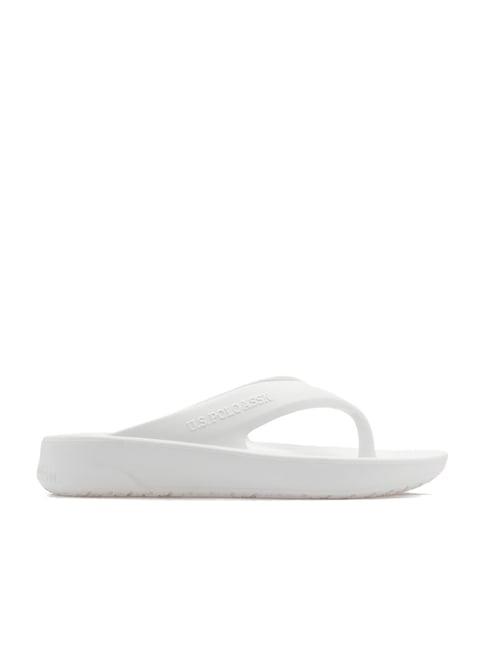 u.s. polo assn. men's white flip flops