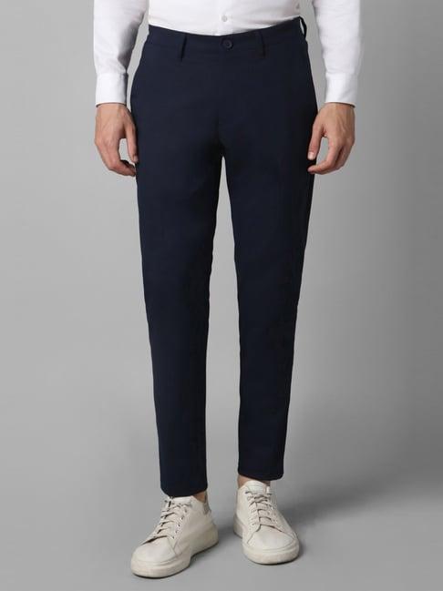 louis philippe navy slim fit trousers