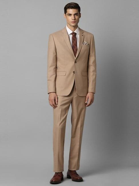 louis philippe brown slim fit textured two piece suit