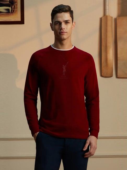 peter england red cotton regular fit t-shirt