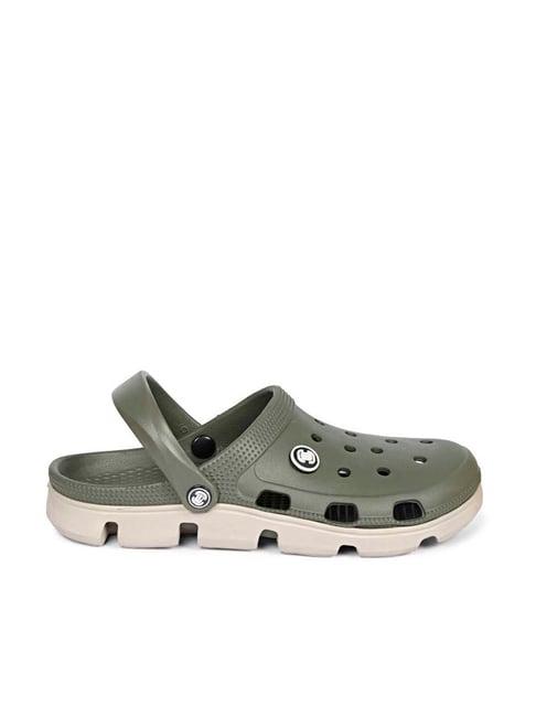 mozafia men's olive back strap clogs